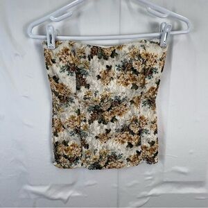 Body C - Small - Women's Top - Lace - Brown White - Strapless - Padded